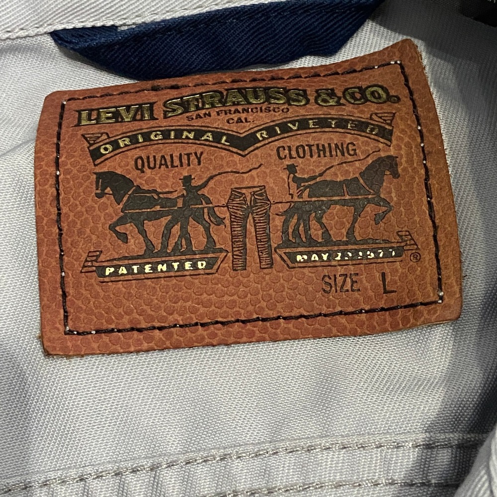 Levis Mens New England Patriots NFL Trucker Jacket Light Gray Size L - Picture 4 of 10
